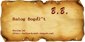 Balog Bogát névjegykártya